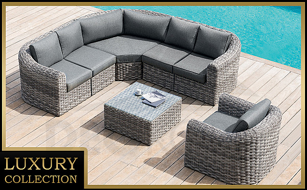 Rattan modular set BORNEO LUXURY for 6 people (grey)