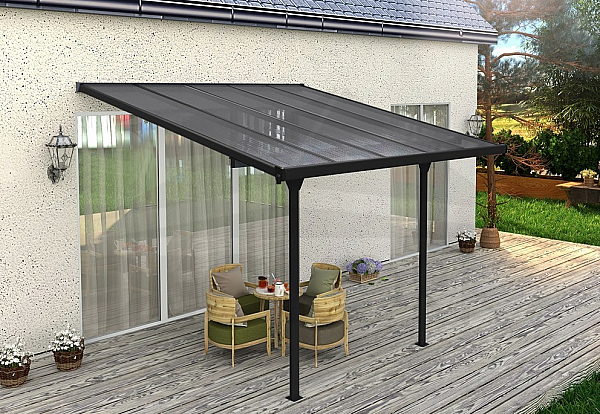 Pergola 314 x 305 cm (black + gray polycarbonate)