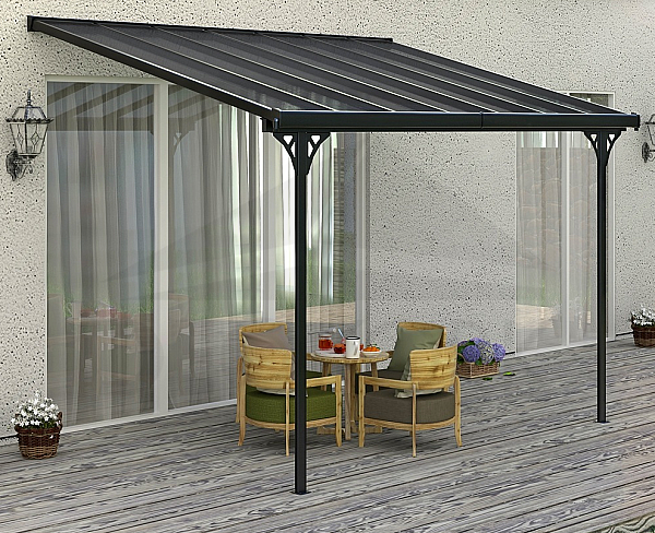 Pergola 436 x 305 cm (black+grey polycarbonate)