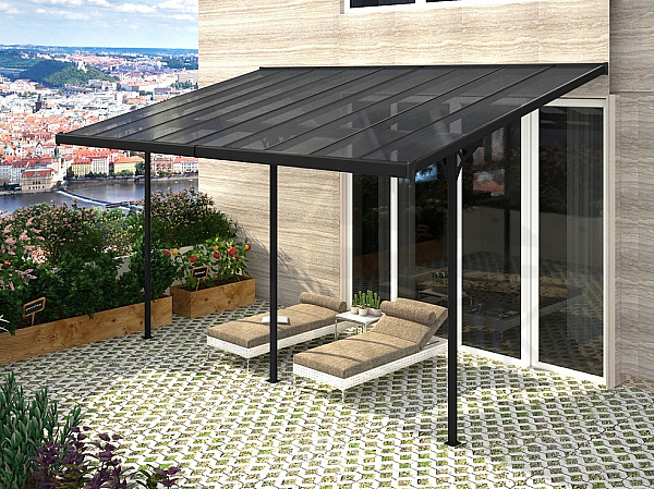 Pergola 557 x 305 cm (black+grey polycarbonate)