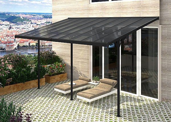 Pergola 618 x 305 cm (black+grey polycarbonate)