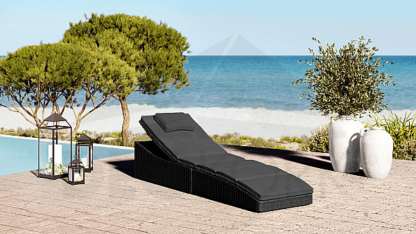 Folding rattan lounger BOLOGNA incl. cushion