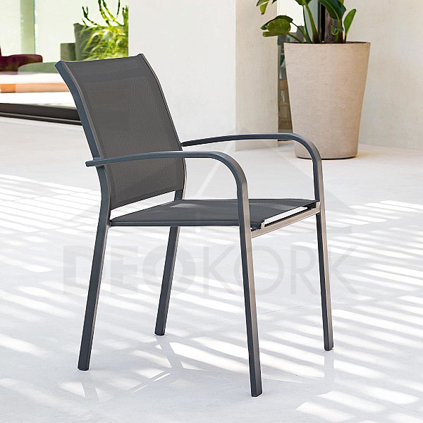 Aluminum armchair with fabric LIVORNO (anthracite)