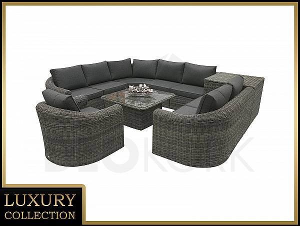 Rattan modular set BORNEO LUXURY for 8 people (grey)