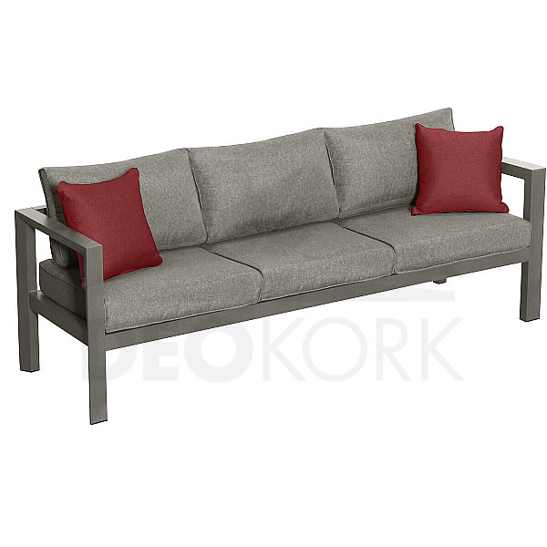 Aluminum 3-seater bench VANCOUVER (grey-brown)