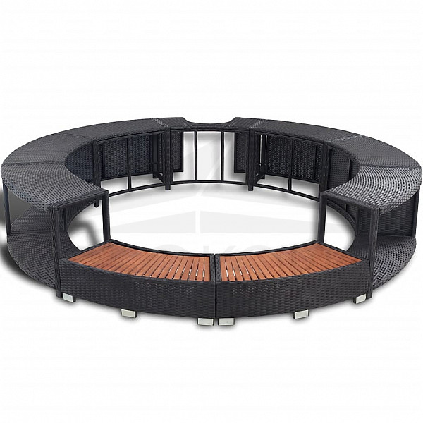 Furniture set for mobile circular hot tub (black artificial polyrattan)