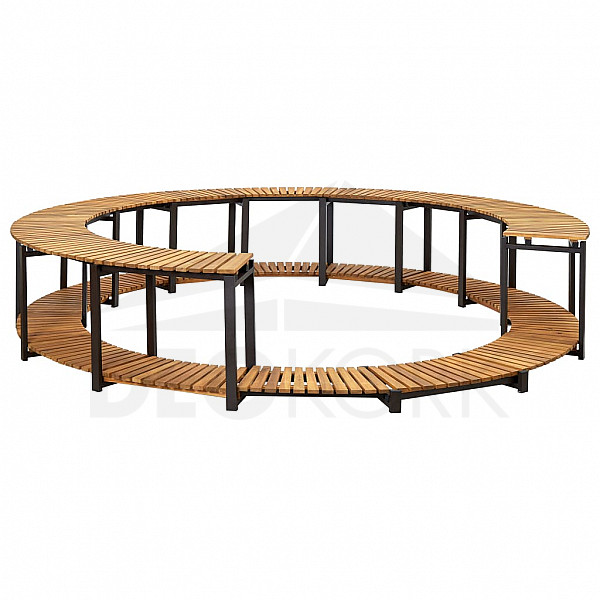 Furniture set for a mobile circular hot tub (solid tropical acacia wood)