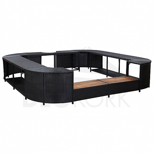 Set of furniture for the square mobile hot tub (black artificial polyrattan)