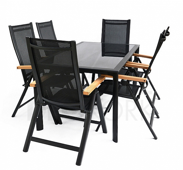 Garden aluminum set Jakarta 1+6 (black)