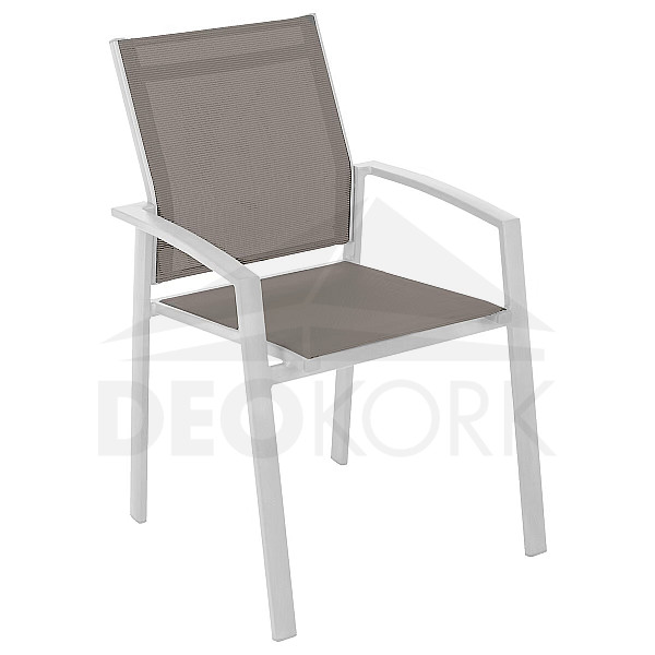 Aluminum armchair with fabric BERGAMO (white)