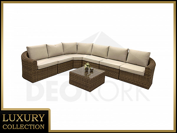 Rattan modular set corner BORNEO LUXURY for 6 people (brown)