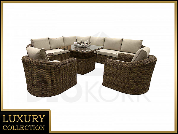 Rattan modular set corner BORNEO LUXURY for 8 people (brown)