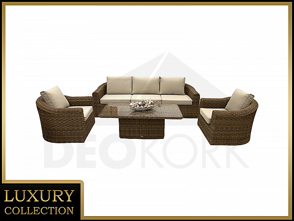 Rattan modular set BORNEO LUXURY for 5 people (brown)