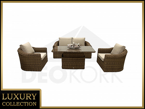 Rattan modular set BORNEO LUXURY for 4 people (brown)