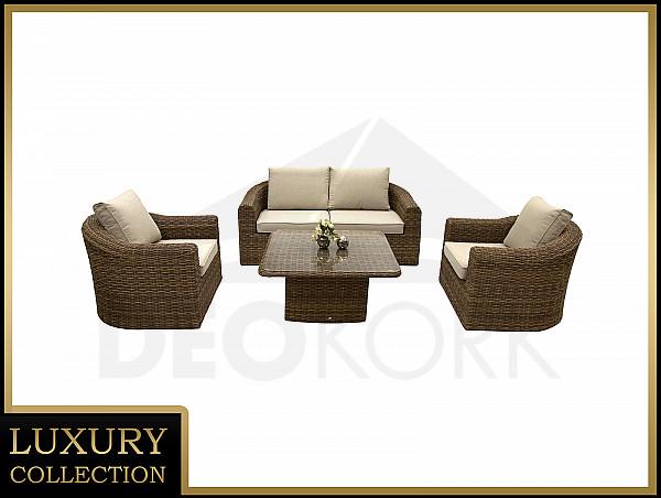 Rattan modular set BORNEO LUXURY for 4 people (brown)