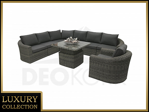 Rattan modular set BORNEO LUXURY for 7 people (grey)