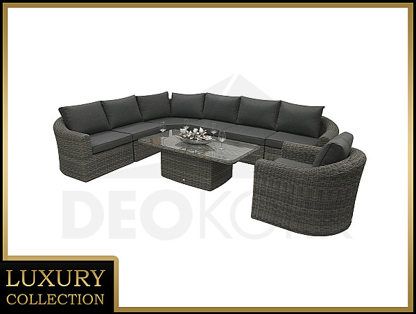 Rattan modular set BORNEO LUXURY for 7 people (grey)