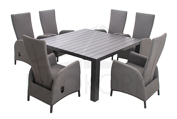 Positionable garden dining set PRATO 1+6