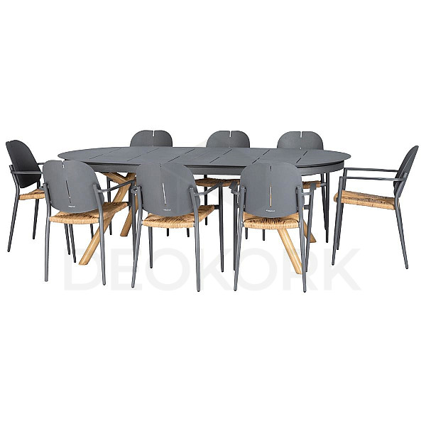 Aluminum dining set BOLZANO 1+8