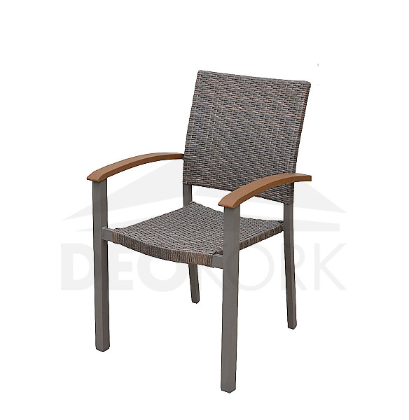 Fixed garden rattan chair CALVIN (brown)