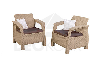 Garden rattan set CORFU DUO (sand)