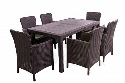 Garden rattan set CRAZY 1+6 (brown)