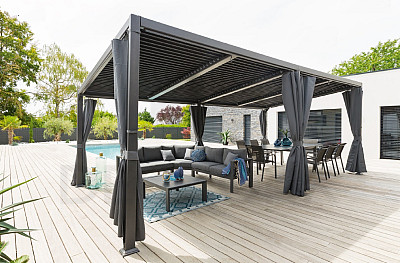 Garden aluminum gazebo LUXURY 6x3,5 m (graphite)