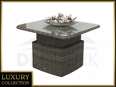 Rattan extendable dining/storage table 100 x 100 cm BORNEO LUXURY (grey)