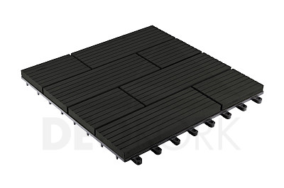 WPC interlocking tile plank (dark gray) 23 x 300 x 300 mm
