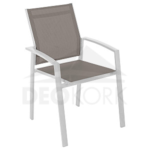 Aluminum armchair with fabric BERGAMO (white)