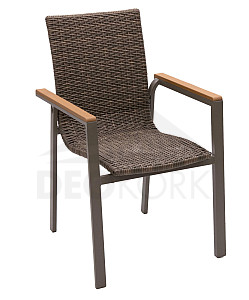 Fixed garden rattan chair CALVIN (brown)