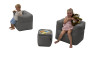 Textile children's modular set MODULTEX KIDS for 2 people (grey-brown)