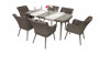 Garden rattan table with glass VICTORIA 180 x 100 cm (grey)