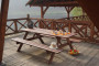 Solid wooden beer set with folding benches 180 cm (stained)