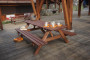 Solid wooden beer set with folding benches 180 cm (stained)