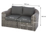 Rattan bench for 2 BORNEO LUXURY (grey)