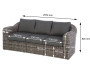 Rattan bench for 3 people BORNEO LUXURY (grey)