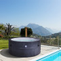 Furniture set for mobile circular hot tub (gray artificial polyrattan)