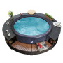 Furniture set for mobile circular hot tub (black artificial polyrattan)