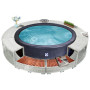 Furniture set for mobile circular hot tub (light gray artificial polyrattan)