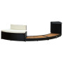 Furniture set for a circular mobile hot tub (black artificial polyrattan + solid tropical acacia wood)